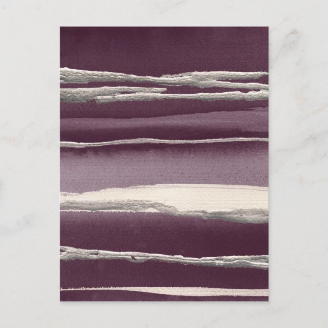 Silver Rose Purple Abstract Print Postcard (Front)