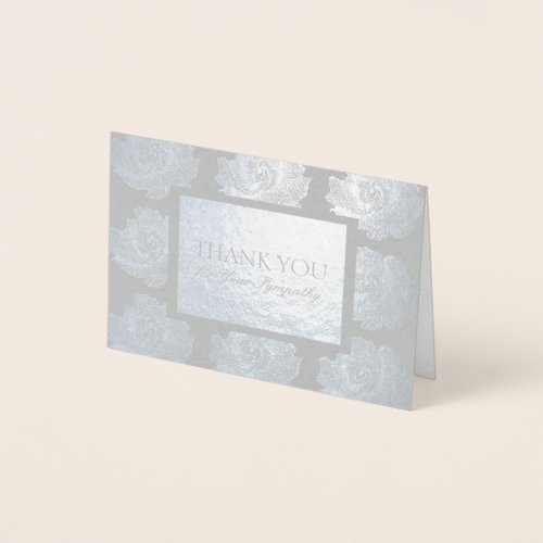 Silver Rose Tapestry Sympathy Thank You Foil Card