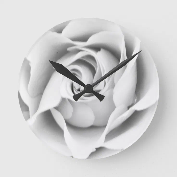 Silver rose wall clock Zazzle