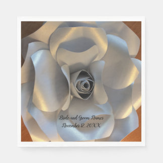 Silver Rose Wedding Napkins