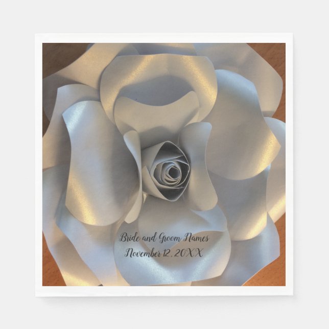 Silver Rose Wedding Napkins (Front)