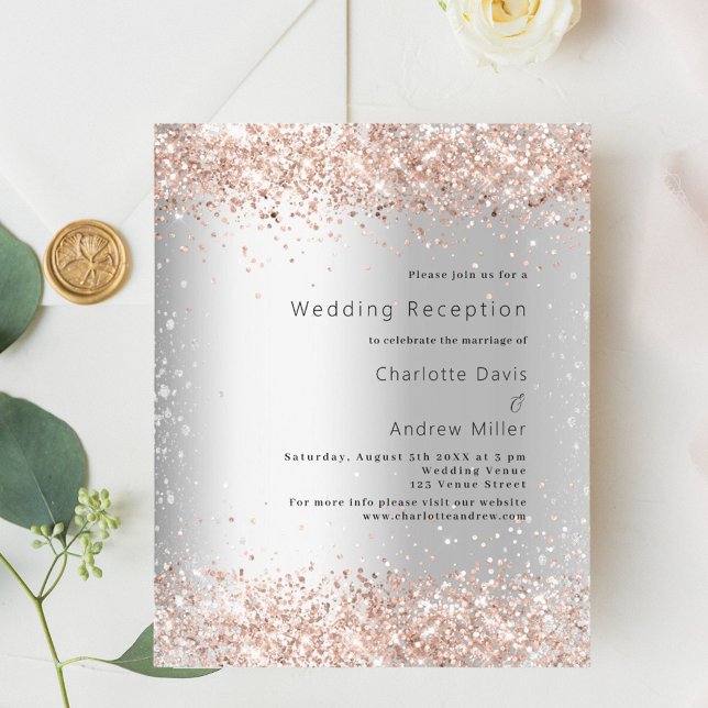Silver rose wedding reception invitation (Creator Uploaded)