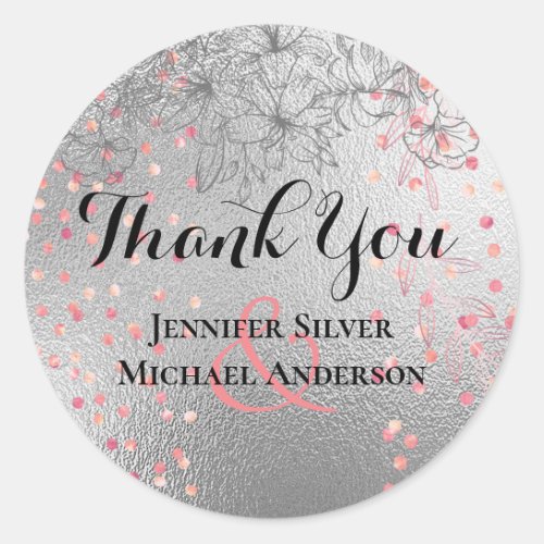 Silver Rosegold WEDDING Metallic Glitter BUDGET Classic Round Sticker