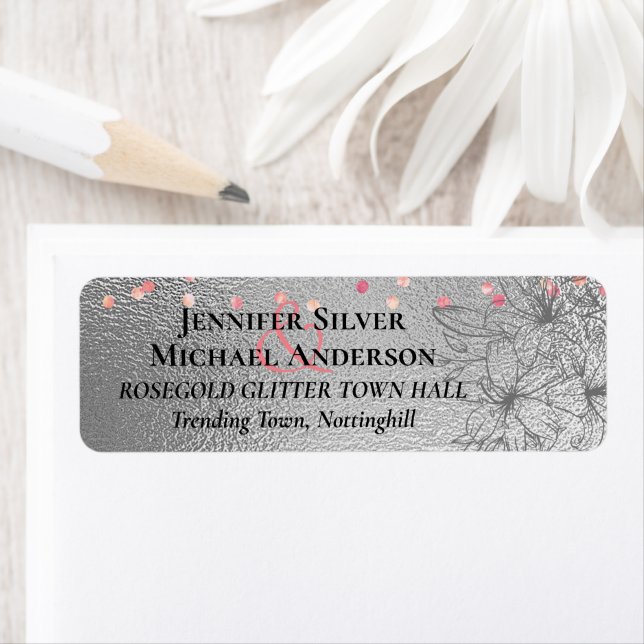 Silver Rosegold WEDDING Metallic Glitter BUDGET Label (Insitu)