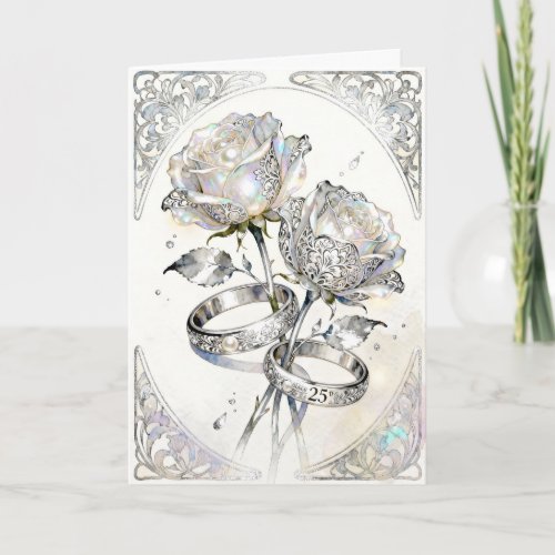 Silver Roses and Rings 25th Wedding Anniversary