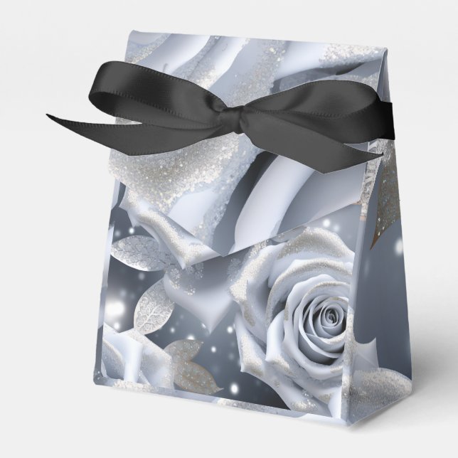 Silver Roses Favor Boxes (Front Side)