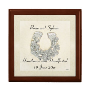 Silver Roses Horseshoe Handfasting Cord Keepsake Box
