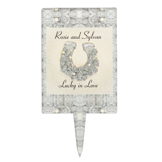 Silver Roses Horseshoe Wedding Reception Cake Topper (Front)