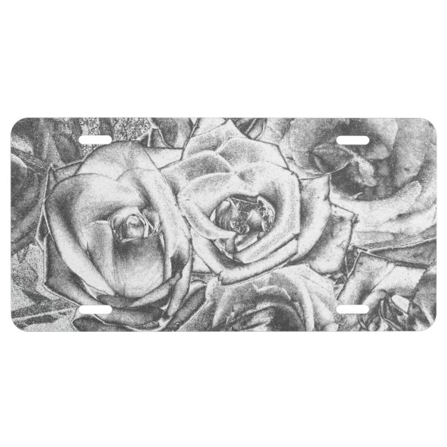 Silver Roses License Plate (Front)
