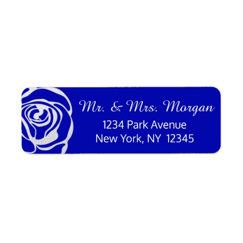 Silver Roses on Royal Blue Label