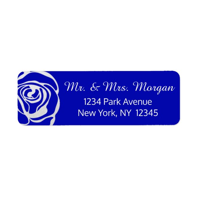 Silver Roses on Royal Blue Label (Front)
