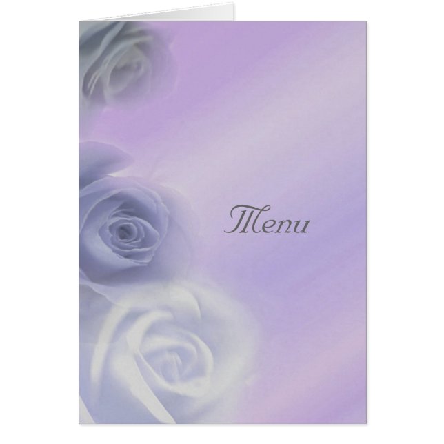 Silver Roses Wedding Menu Card (Front)