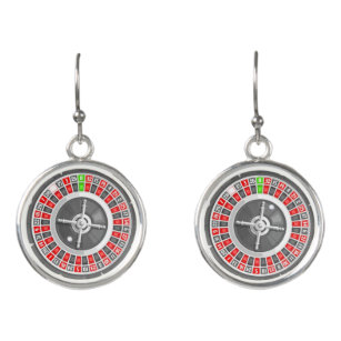 silver roulette wheel drop earrings