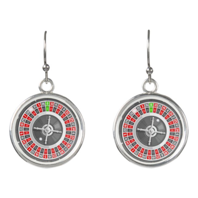 silver roulette wheel drop earrings (Front)