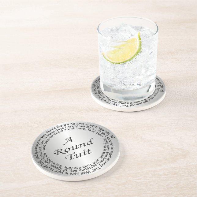 Silver Round Tuit Drink Coaster (Side)