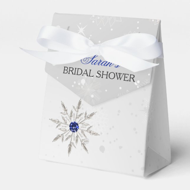Silver Royal Blue bridal shower favor box (Front Side)
