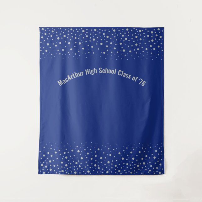 Silver & Royal Blue | Class Reunion Party Tapestry (Front)