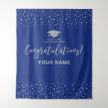 Silver &amp; Royal Blue | Congratulation Graduation Tapestry at Zazzle