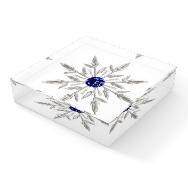 Silver Royal Blue Crystal Snowflake Paperweight