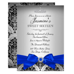 Royal Blue And Silver Sweet 16 Invitations 4