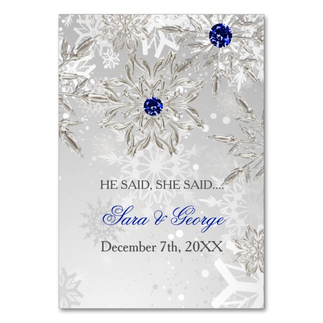 Silver Royal Blue He said bridal shower game card (Front)