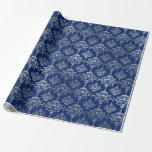 Silver Royal Blue Navy Gray Floral Damask Vip Wrapping Paper<br><div class="desc">Minimalism and Elegance 
Glam and Chic Delicate Wrapping Paper</div>