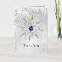silver royal blue snowflakes wedding Thank You