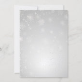 silver royal blue snowflakes winter wedding  invitation (Back)