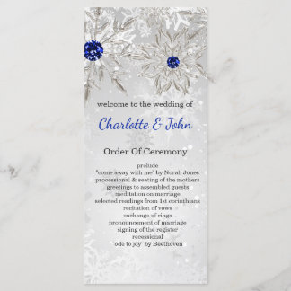 silver royal blue snowflakes winter wedding program
