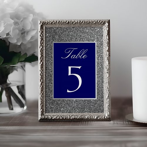 Silver Royal Blue Table Number