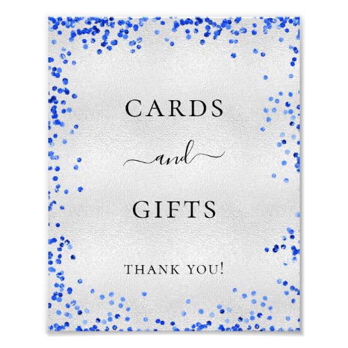 Silver royal blue wedding cards gifts photo print