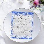 Silver royal blue wedding program timeline<br><div class="desc">A faux silver background,  decorated with royal blue confetti,  sparkles. Black text. Personalize and add your names and the wedding program.</div>
