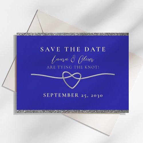 Silver Royal Blue Wedding Save The Date