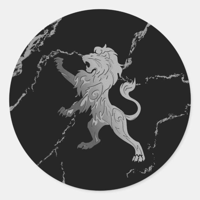 Silver Royal Lion Classic Round Sticker (Front)