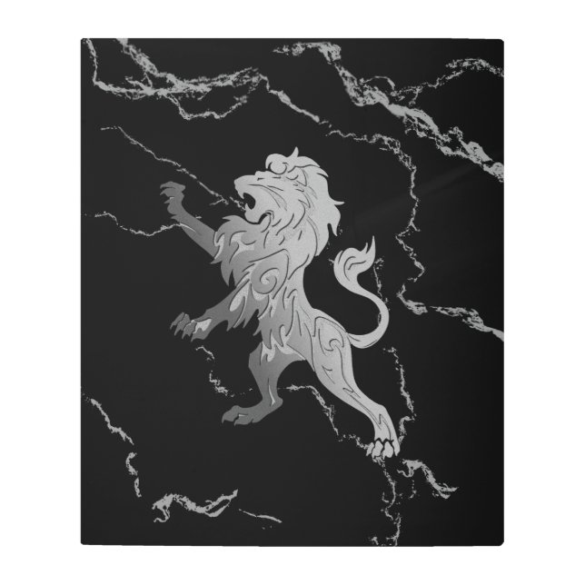 Silver Royal Lion Metal Print (Front)