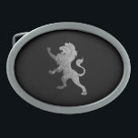 Silver Royal Lion on Black Belt Buckle<br><div class="desc">Silver lion on black</div>