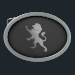 Silver Royal Lion on Black Belt Buckle<br><div class="desc">Silver lion on black</div>