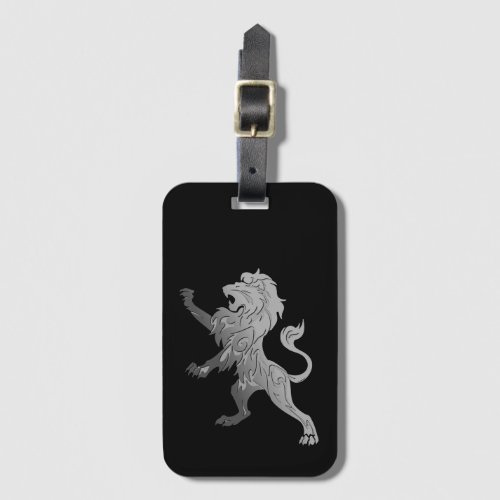 Silver Royal Lion on Black  Luggage Tag