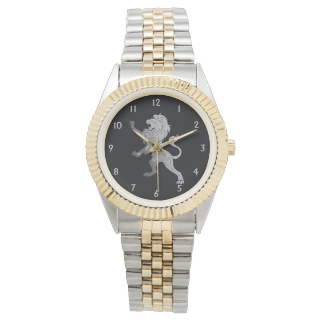 Silver Royal Lion on Black  Watch (Front)