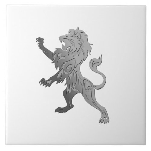 Silver Royal Lion on White Ceramic Tile