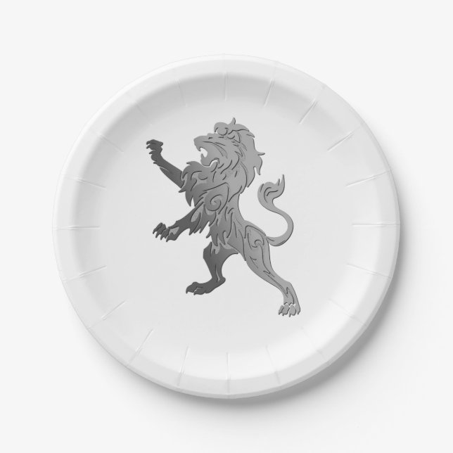 Silver Royal Lion Paper Plates (Front)