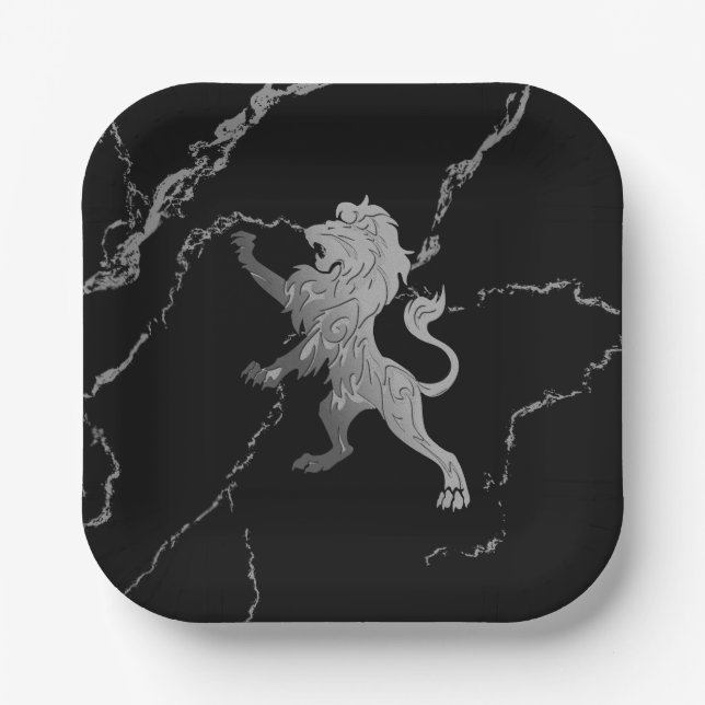 Silver Royal Lion Paper Plates (Front)