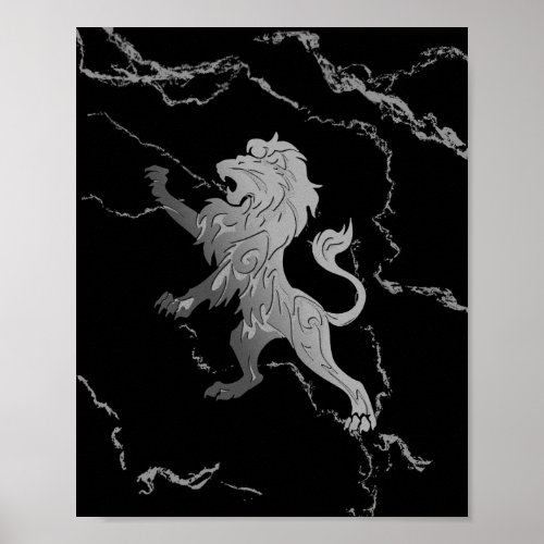 Silver Royal Lion Poster