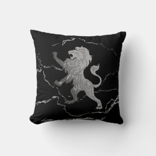 Silver Royal Lion Throw Pillow