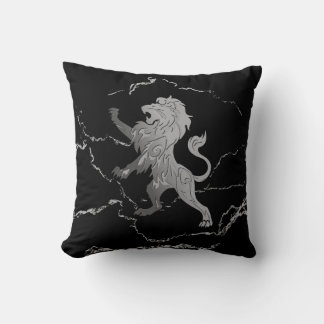 Silver Royal Lion Throw Pillow