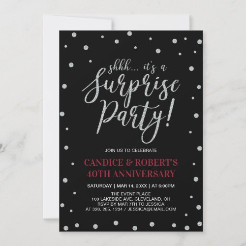 Silver  Ruby Surprise 40th Wedding Anniversary Invitation