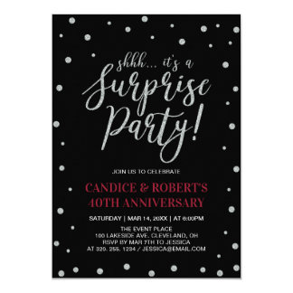 Silver & Ruby, Surprise 40th Wedding Anniversary Invitation