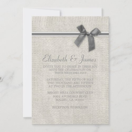 Silver Rustic Burlap Wedding Invitations