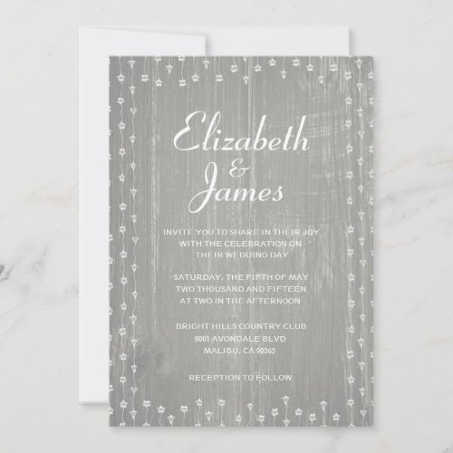 Silver Rustic Country Barn Wood Wedding Invitation