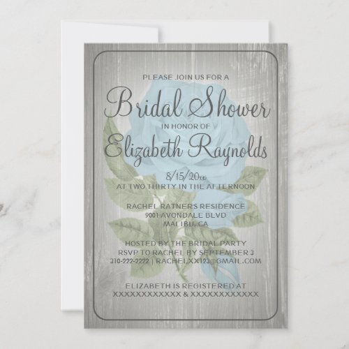 Silver Rustic Floral Bridal Shower Invitations
